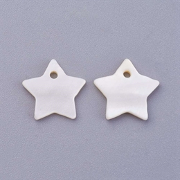 Perlemors stjerne, vedhæng, hvid, 12mm, 4 stk.